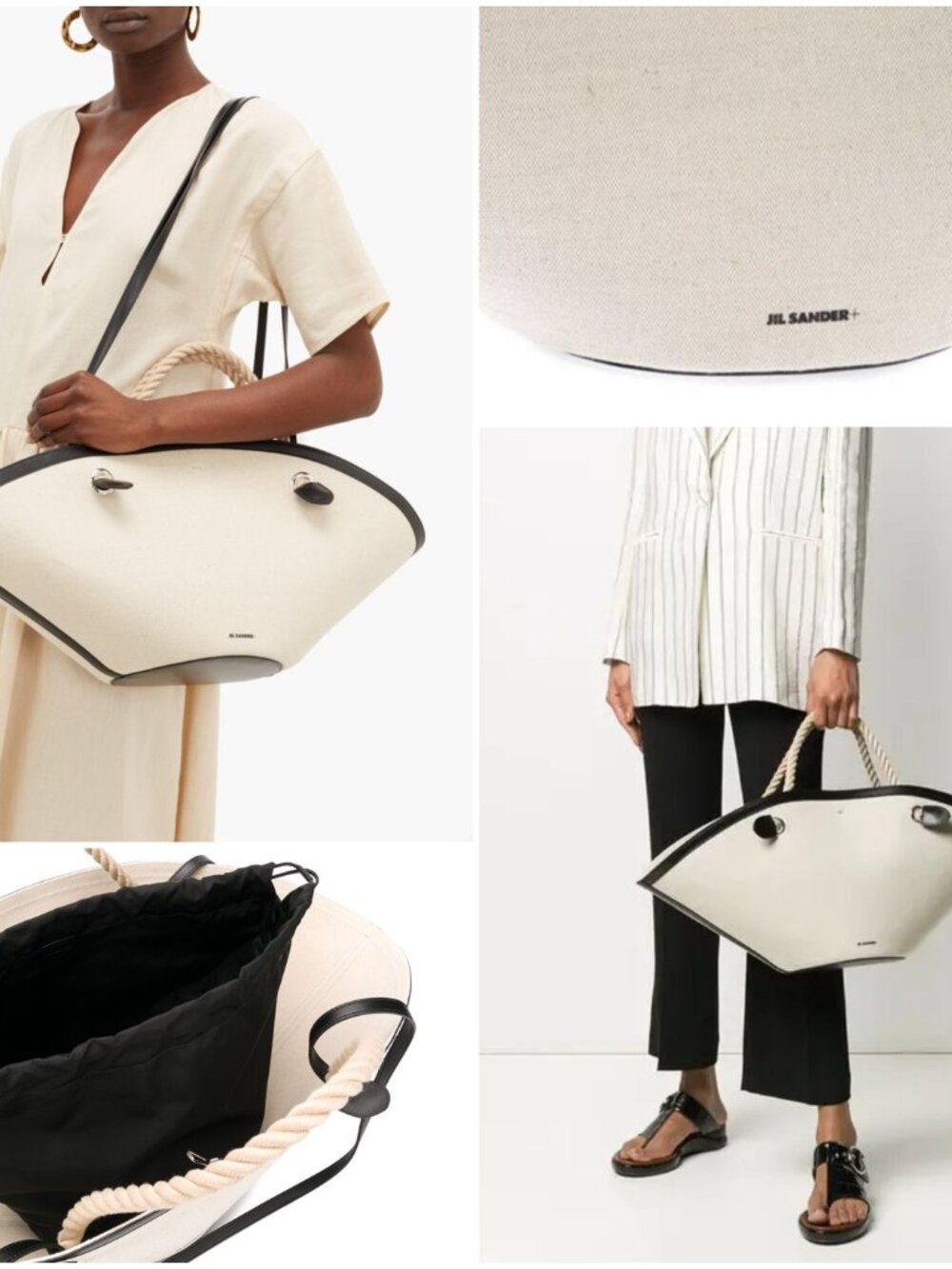 Jil Sander Canvas Sombrero Handbag Tote New- Tags Authentic